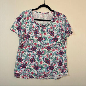 TALBOTS woman’s scoop neck floral tee all over pattern paisley plus size XL